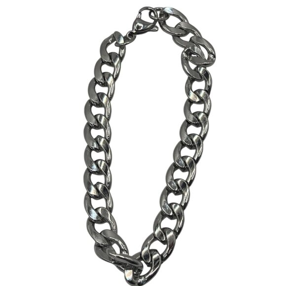 Mens Stainless Steel Cuban Link Chain Bracelet 9" With Lobster Clasp A395 - Picture 2 of 4
